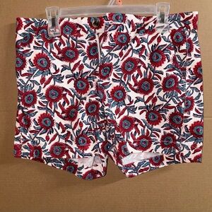 Old Navy Red and Blue Flat Front Floral Shorts Sz 10 NWOT